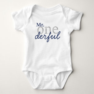 Onederful Blue and Imitats Silver Baby Shirt
