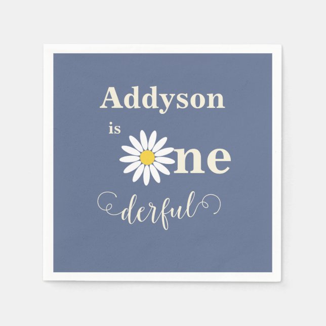 Onederful Daisy First Birthday Serviette (Vorderseite)