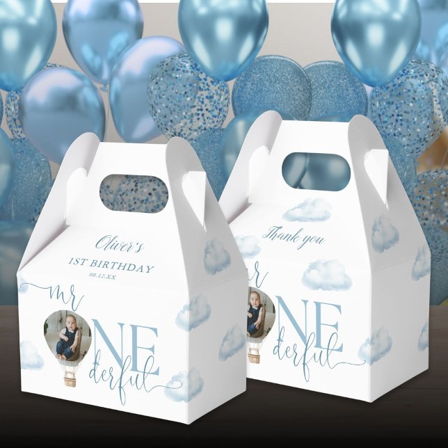 Onederful Foto Balloon Boy 1st Birthday Geschenkschachtel (Mr Onederful Photo Balloon Boy 1st Birthday Favor Boxes)