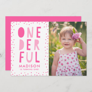 Onederful Photo Invitation de fête d'anniversair