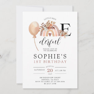 ONEderful Rainbow Girl'anniversaire Invitation