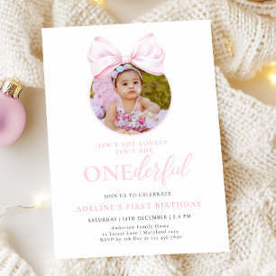 Onederful Rose Girl 1er anniversaire Invitations