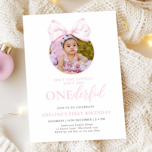 Onederful Rose Girl 1er anniversaire Invitations (Créateur téléchargé)