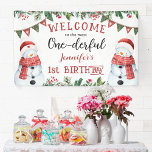 ONEderful | Snowman Christmas 1. Geburtstag Party Banner<br><div class="desc">Machen Sie sich bereit für ein Weihnachts-1. Geburtstagsfest! Erhöhen Sie den besonderen Tag Ihres Kleinen mit unserem "ONEderful Snowman Christmas Party Banner". Bestellen Sie noch heute und machen Sie diese erste Geburtstagsparty unvergesslich!</div>