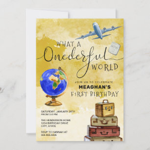 ONEderful Welt Vintage Koffer 1. Geburtstag Einladung
