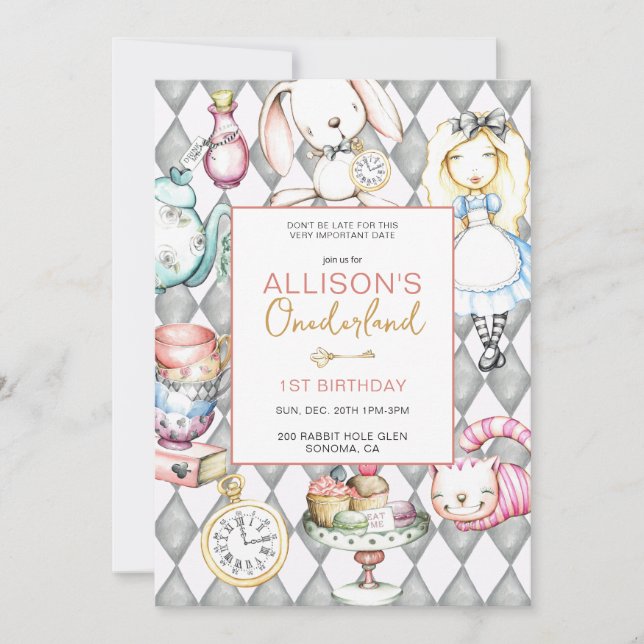 Onederland First Birthday Party Invitation (Devant)