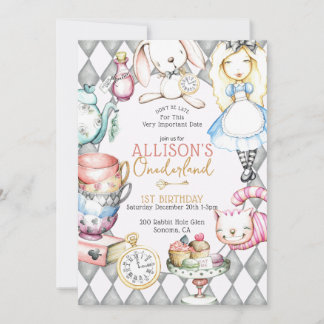 Onederland First Birthday Tea Party Einladung