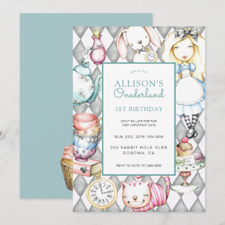 ONEderland Girl's 1st Birthday Einladung