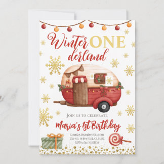 Onederland Weihnachtscamper Kindergeburtstag Einladung