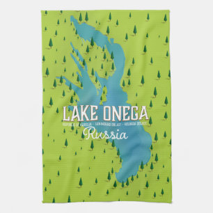 Onegasee, Russland, Reisekarte Geschirrtuch