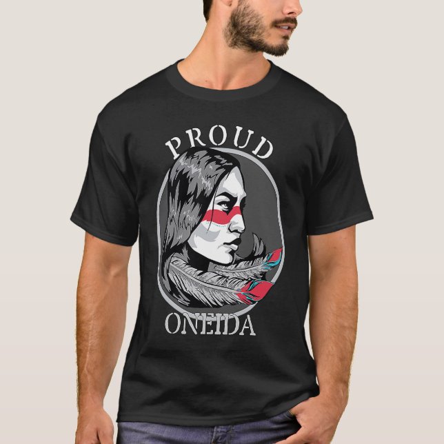 Oneida Amerikanische Ureinwohner Tribe Warrior Gir T-Shirt (Vorderseite)