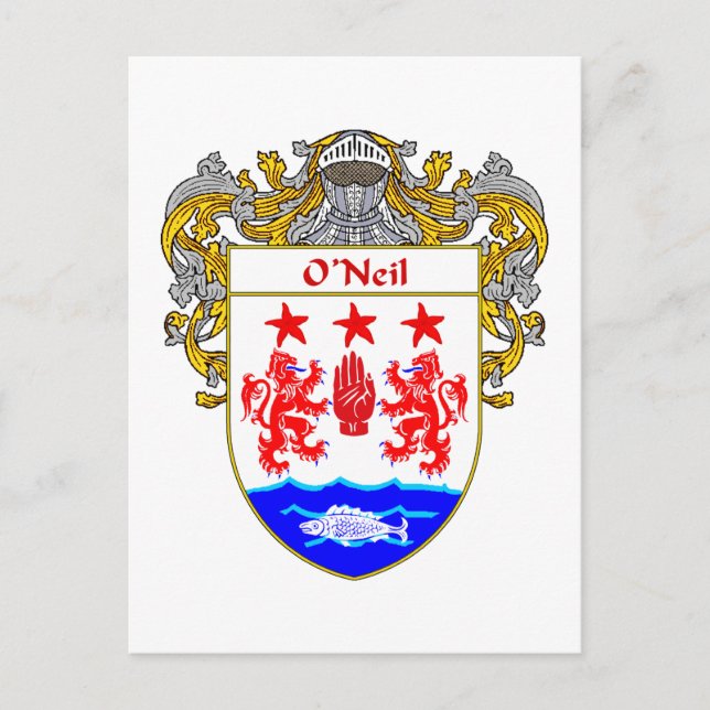 O'Neil Coat of Arms (Mantled) Postkarte (Vorderseite)