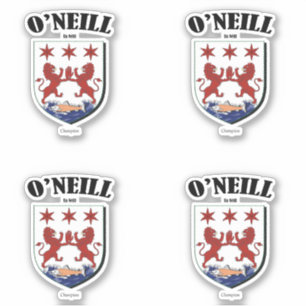 O'Neill Wappen Irish Translation & Meaning (x4) Aufkleber