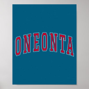 Oneonta New York Souvenir College Style Roter Text Poster