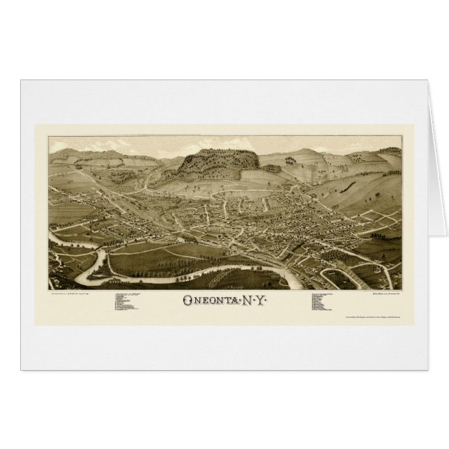 Oneonta, NY panoramische Karte - 1884 (Vorderseite (Horizontal))