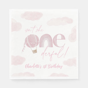 Oneside Hot Air Ballon Pink 1. Geburtstag Serviette
