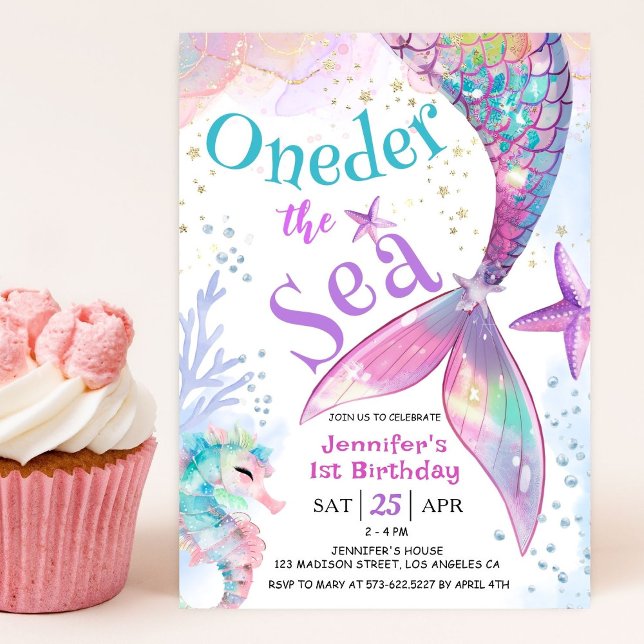 Onethe Sea Mermaid 1. Geburtstag Einladung (Von Creator hochgeladen)