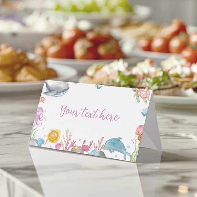 Onethe Sea Pastel Birthday Food Platzkarte (Von Creator hochgeladen)