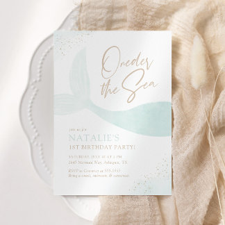 Onethe Sea Turquoise Meerjungfrau Girl Birthday Einladung