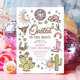 Onett in der West Disco Cowgirl First Birthday Einladung