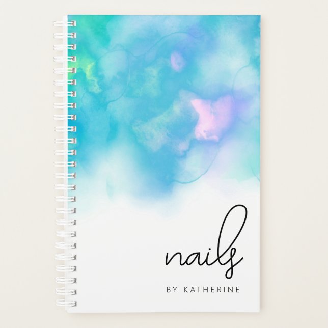 Ongles d'aquarelle à la menthe brillante (Devant)