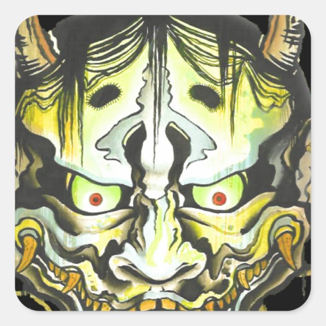 Oni Devil Design Quadratischer Aufkleber (Vorderseite)