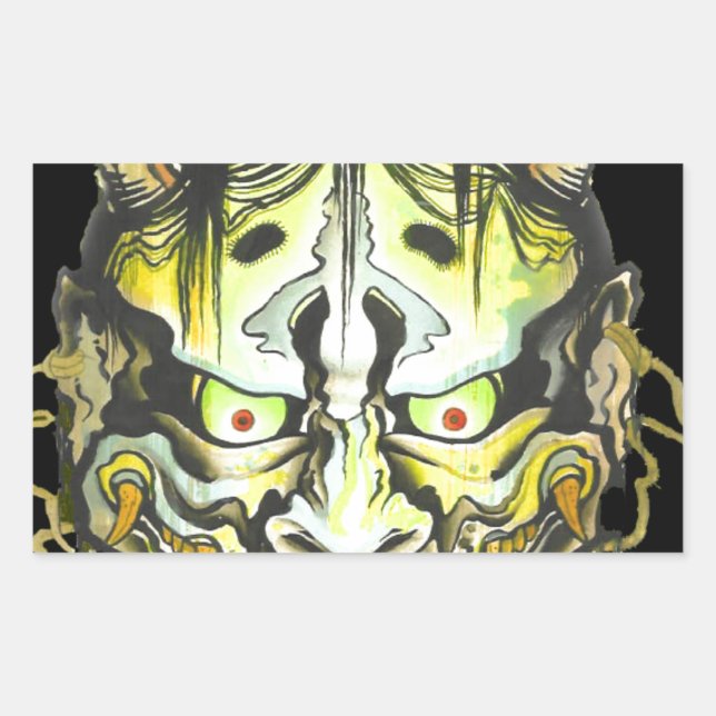 Oni Devil Design Rechteckiger Aufkleber (Vorderseite)