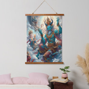 Oni Erleuchtet Wandteppich Mit Holzrahmen