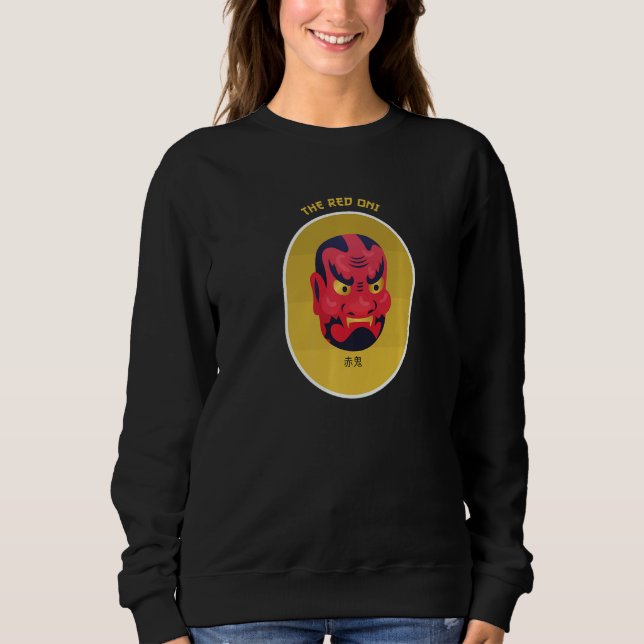 Oni Mask Japanese Demon Face Devil Ronin Sweatshirt (Vorderseite)
