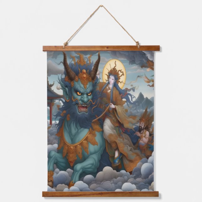 Oni Rider Wandteppich Mit Holzrahmen (Vorderseite)