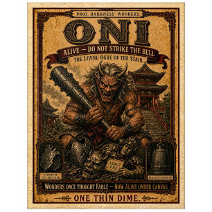Oni, Vintage Zirkusmonster Postkarte