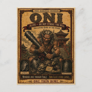 Oni, Vintage Zirkusmonster Postkarte