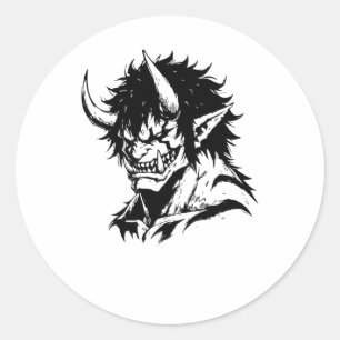 Oni Yokai japanische Kontur Portrait Sticker