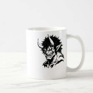 Oni Yokai japanische Kontur Portrait Sticker Kaffeetasse