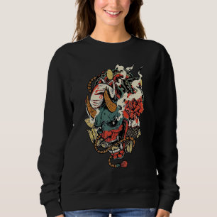 Oni Yokai Mask Angry Demon Japanischer Mythologiek Sweatshirt