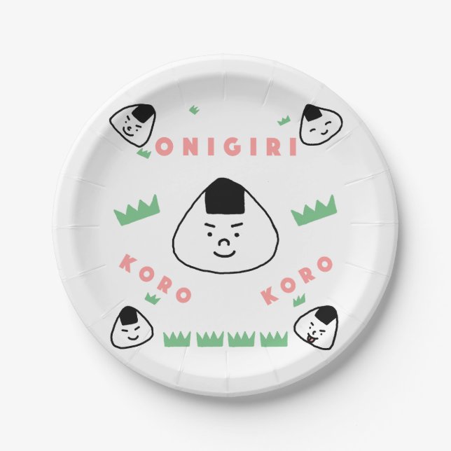 Onigiri Koro Koro (die Rolling Rice Balls) Pappteller (Vorderseite)