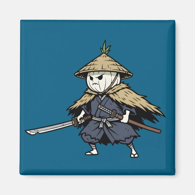 Onion Ronin Wandering Samurai Warrior Illustration Magnet (Vorne)