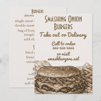 Onion Smash Burgers Café oder Food Truck Menükarte