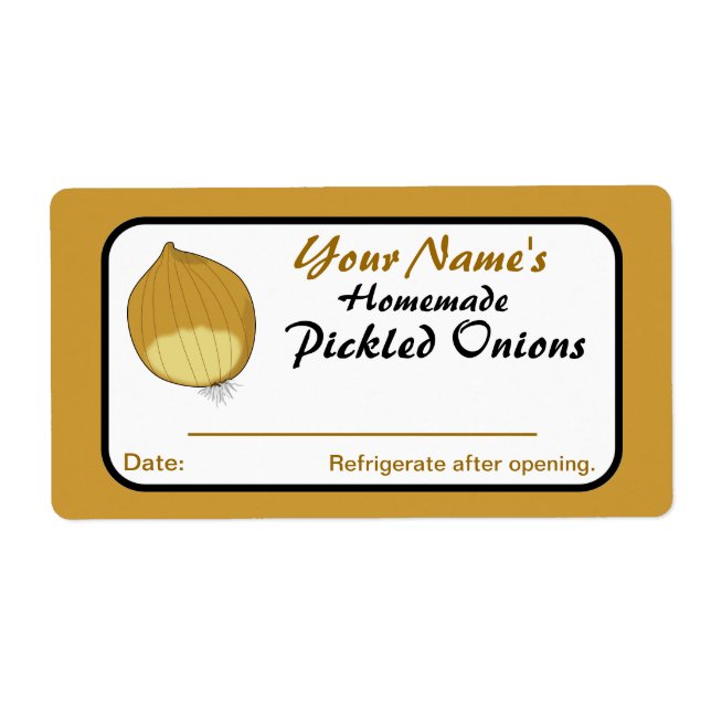 Onions, Personalisierte Pickle-Etiketten für Canni (Vorne)