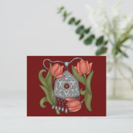 Onirzhyek Kazakh Dekoration mit Tulpen Postkarte
