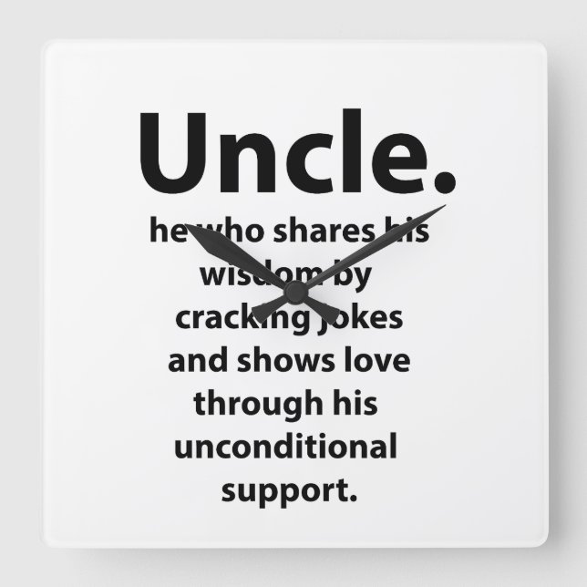 Onkel Best Onkel je Quote Typografie Onkel Quadratische Wanduhr (Vorderseite)