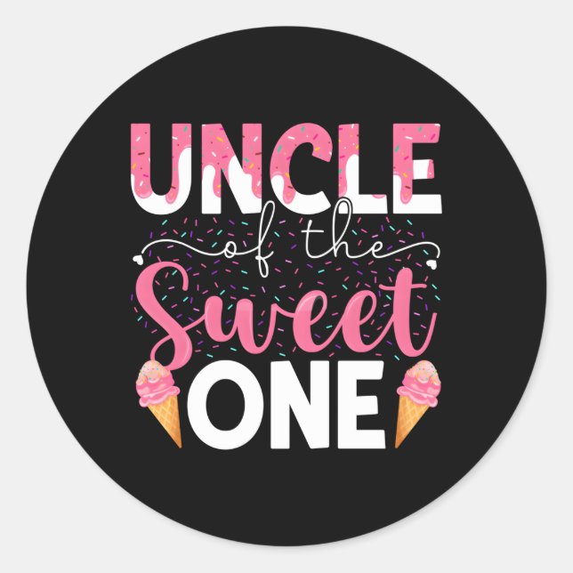 Onkel der Sweet One Ice Cream Family Py Runder Aufkleber (Vorderseite)