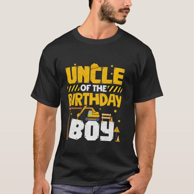 Onkel des Dekos der Geburt Boy Construction Family T-Shirt (Vorderseite)