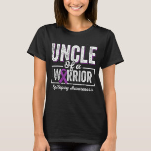 Onkel eines Kriegerpilepsy Onkel Lila Ribbon Su T-Shirt