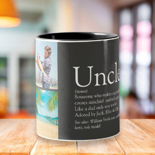 Onkel Funcle Definition 4 Foto-Collage Grau Zweifarbige Tasse