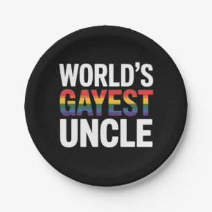 Onkel mit dem schwulsten LGBTQ-Stolz Bündnis Regen Pappteller