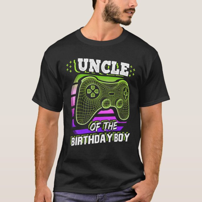 Onkel of the Birthday Boy Matching Video Gamer T-Shirt (Vorderseite)