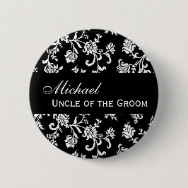 ONKEL OF THE GROOM Knopf-Schwarzweiss-Damast Button