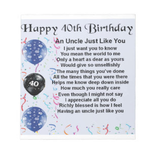 Onkel Poem - 40. Geburtstag Notizblock
