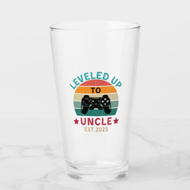 Onkel Pregnancy Announcement Bierglas EST 2025 Glas (Vorderseite)